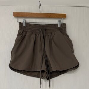YPB Women's Athletic Drawstring Shorts in Taupe